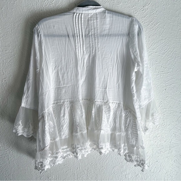 Muche Et Muchette Jolene White Boho Lace Peasant Blouse Cotton One Size - Picture 5 of 7